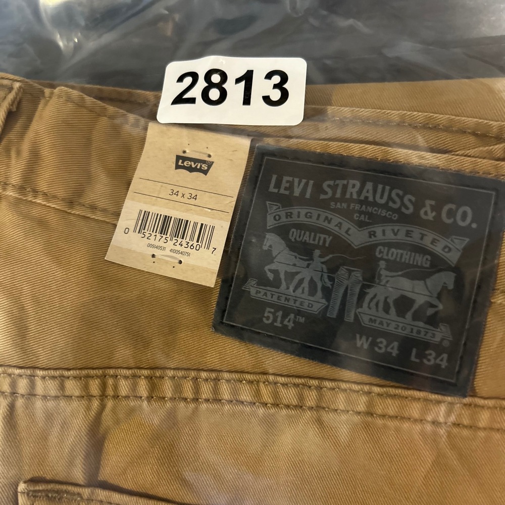 Levi's 514 Straight Pants Mens 34x34 Tan Khaki Cotton Twill Casual Workwear NWT - Picture 12 of 12